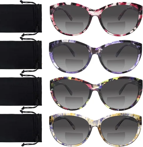 Vista 7 de 4 Pack Bifocal Reading Sunglasses for Women Men Fashion UV400 Protection Sun Readers Outdoor Eyewear