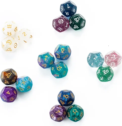 Vista 4 de SmartDealsPro 3 piezas de Astrología Astrología Astrología Adivinación Zodiaco D12 de 12 lados D12 para cartas de tarot de constelación (color 4)