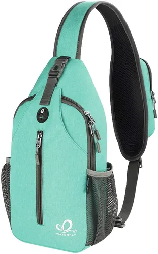 Vista 139 de Waterfly - Mochila cruzada tipo bandolera para viajes y caminatas, bolsa de pecho, Gris, talla única