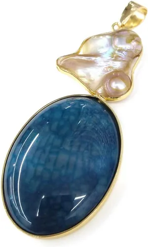 Vista 3 de LE SKY colgantes de piedra natural perlas de agua dulce y concha de abulón colgantes para la fabricación de joyas 31X76mm (2 PCS)., Piedra Perla