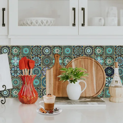 Vista 7 de 24 calcomanías para azulejos de despegar y pegar, decoración de bricolaje, calcomanías de azulejos de 4 x 4 en muro, impermeables, autoadhesivas