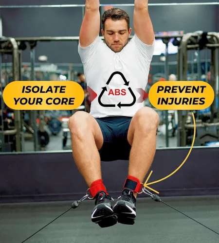 Vista 6 de Correas de tobillo para máquinas de cable, correas de tobillo ergonómicas para entrenar - Correa de tobillo con respaldo de glúteos, puños
