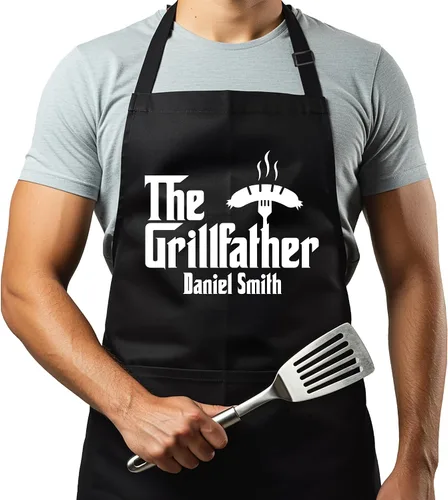 Vista 8 de Delantales personalizados para parrilla para hombres, regalos para hombre para el día del padre, delantales de chef a la parrilla de barbacoa