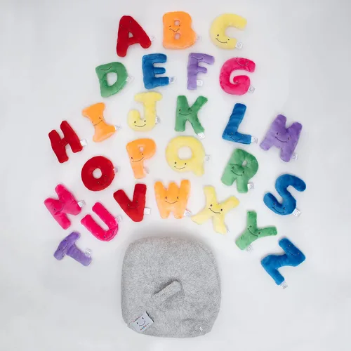 Vista 6 de Alphapals Juguetes educativos del alfabeto de peluche Juego de 26 piezas de colores arco iris letras de peluche de 4 pulgadas en bolsa de felpa