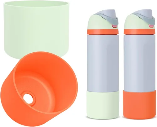 Vista 23 de 2 botas de silicona compatibles con Owala FreeSip de 24 onzas, funda protectora superior para botella de agua, reducción de ruido, cubierta inferior