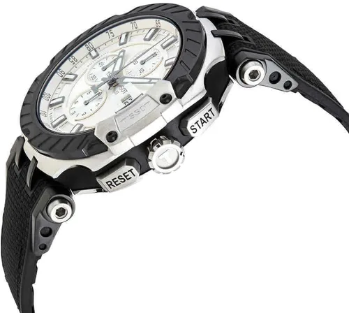 Vista 3 de Tissot T-Race - Caja de acero inoxidable 316L para hombre con revestimiento PVD negro, reloj cronógrafo suizo Tissot automático, negro, caucho, 22