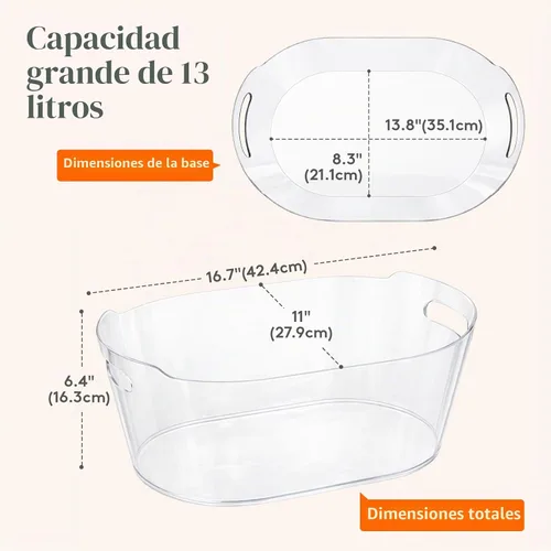 Vista 3 de Lifewit Cubo de hielo plástico 13L para fiestas 2 piezas, BPA libre