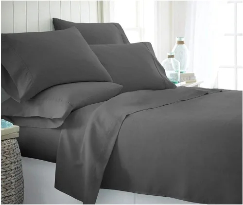 Vista 54 de Sábana egipcia beige maciza Full- 1 sábana bajera ajustable extra profunda para colchón de 16.0 in a 18.0 in
