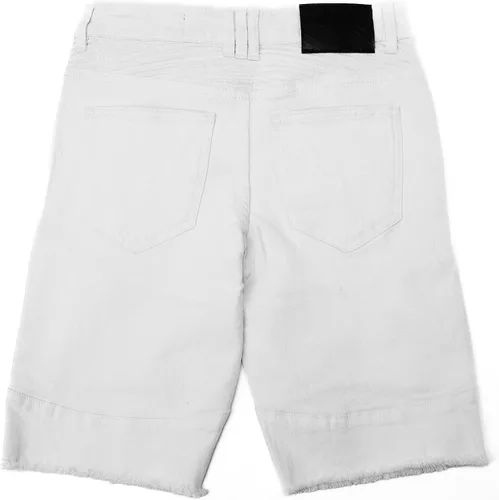 Vista 2 de X RAY Pantalones cortos para bebés y niños pequeños, cintura elástica, rasgados, moto, desgastados, pantalones cortos de mezclilla elásticos