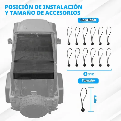 Vista 4 de RT-TCZ para Jeep TJ Parasol de Sol Techo de Malla Bikini Top Cover para Jeep Wrangler TJ 1997-2006 Negro