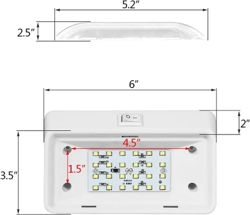 Vista 7 de Partsam Luz LED rectangular para porche RV con interruptor de encendido/apagado, lámpara exterior de casa rodante, repuesto para casas rodantes