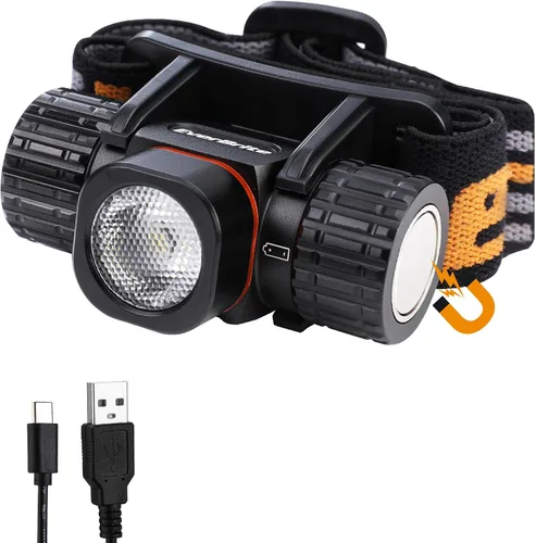 Vista 10 de EverBrite Linterna frontal recargable, faro LED recargable de 1000 lúmenes con 5 modos de luz, base magnética y correa ajustable para la cabeza