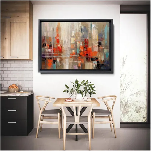 Vista 6 de Vibrant Fusion, Modern Colorful Abstract Wall Art Painting - Canvas Artwork with Red, Maya Blue, and Orange Palette Texture