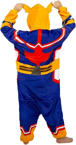 Vista 3 de Kuberas My Hero Academia All Might Pajamas Anime Jumpsuit Zipper Footed Cosplay Costume Unisex
