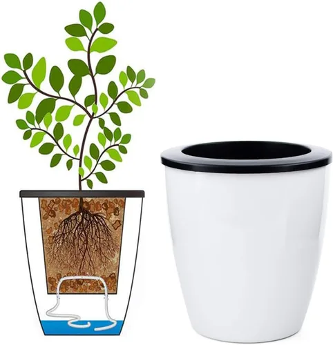 Vista 8 de 6 macetas de riego automático de 3.5 pulgadas, macetas blancas, plantas de flores, mini maceta pequeña, para todas las plantas, hierbas, violetas