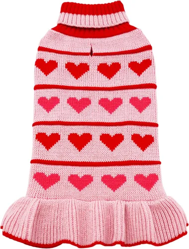 Vista 21 de KYEESE Suéteres para Perros con Agujero para la Correa Suéter Vestido Pequeño de Cuello Alto para Perros para Hembra Tejido de Lunares Cálido Ropa