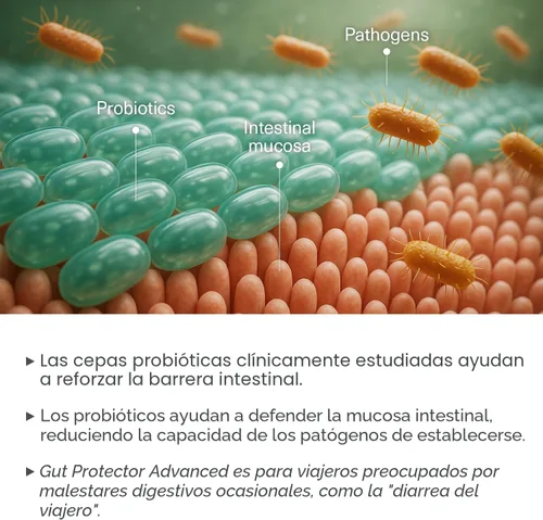 Vista 5 de Probióticos de viaje para la salud digestiva, apoyo inmunológico y diarrea ocasional del viajero Probióticos para la salud intestinal Suplemento