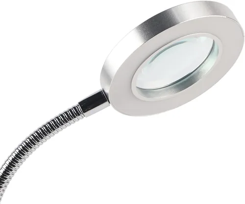 Vista 7 de Lámpara de escritorio con abrazadera, lupa de 2.5X con luz y abrazadera, lámpara de escritorio LED de cuello de cisne flexible de 360°, lámpara