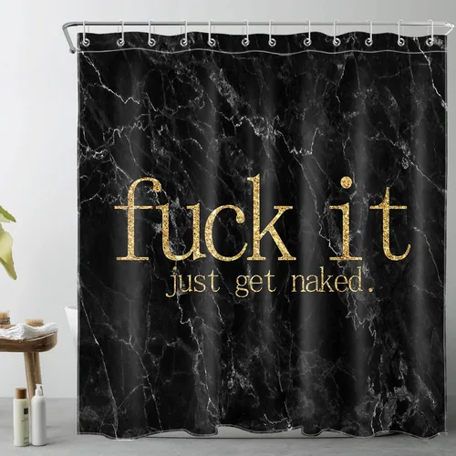 Vista 19 de LB Fuck It Get Naked - Cortina de ducha pequeña de 48 x 68 pulgadas, forro de cortina de ducha en blanco y negro, cortina de ducha estrecha