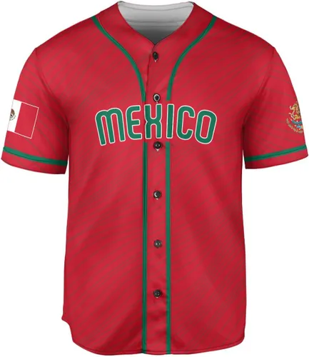 Vista 2 de Leeprints - Camiseta de béisbol mexicana personalizada para hombres y mujeres, camiseta de bandera mexicana, orgullo mexicano