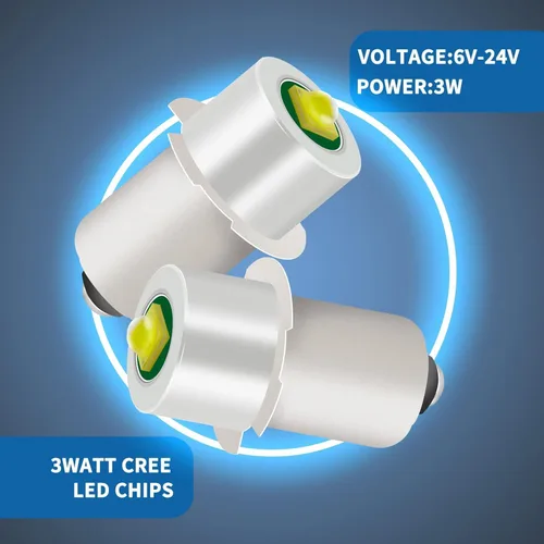 Vista 6 de Bombilla LED de repuesto para linterna con 18 V, 12 V, 19.2 V, 6 a 24 voltios y 3 W, 247 lm y PR2 P13.5S, kit de conversión LED, compatible
