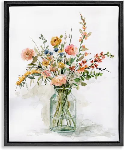 Vista 13 de Stupell Industries 'Ramo floral de rosas de prado rural' Arte Giclée enmarcado Blanco costero (Texturado)