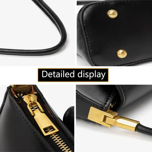 Vista 4 de Bolso de hombro para mujer, bolso de hombro de cuero, bolso cruzado para mujer, bolso retro clásico pequeño de cuero