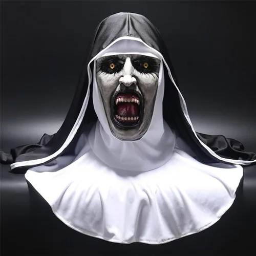 Vista 3 de Máscara de Halloween de terror de látex de cabeza completa para carnaval, disfraces de Halloween Negro mate