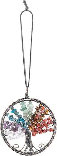 Vista 8 de rockcloud Adorno colgante hecho a mano del árbol de la vida, piedras curativas de reiki, para colgar en la pared, automóvil, decoración