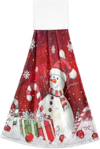 Vista 2 de Boccsty Toallas de baño con diseño de muñeco de nieve de Navidad, 2 piezas, toallas de baño de mano de invierno, toallas de cocina, toallas de té