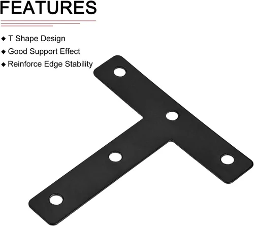 Vista 3 de DTGN Soportes en T de 3.15 x 3.15 pulgadas (alto x ancho) - Paquete de 10 - Bueno para reparación de muebles - Placas de fijación de hierro