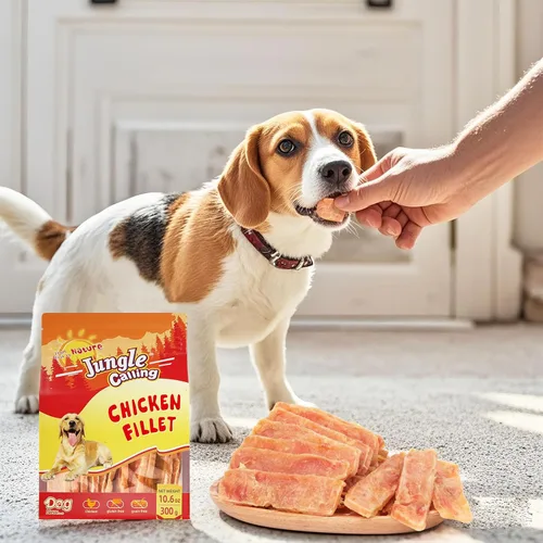 Vista 9 de Jungle Calling Dog Treats - Golosinas de entrenamiento de carne seca de pollo, aperitivos tostados lentos para perros medianos y grandes, golosinas