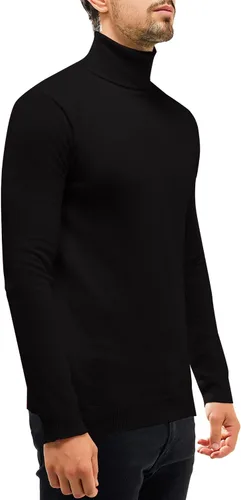 Vista 3 de Light Face Suéter de cuello alto ajustado para hombre, tejido casual, ligero, térmico, manga larga, suéter básico