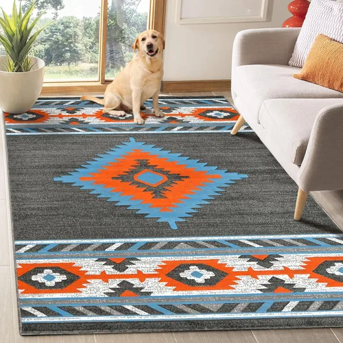 Vista 35 de YHSF South West - alfombra nativa americana del suroeste, fácil de limpiar, gruesa, suave y duradera, alfombra tribal inspirada en indios americanos