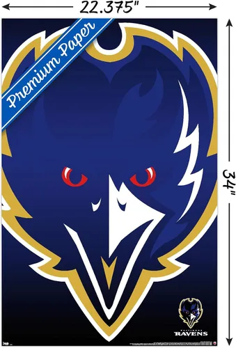 Vista 3 de Trends International NFL Baltimore Ravens - Póster de pared con logotipo 14, 22.375 x 34 pulgadas, versión premium sin marco