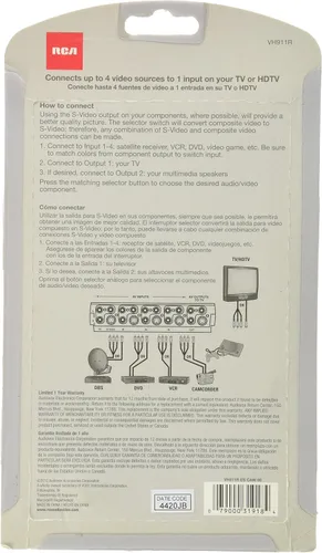 Vista 2 de RCA Selector de sistema VH911R para TV, DVD Gaming VCR, DVR, videocámara y reproductor de CDgrabadora