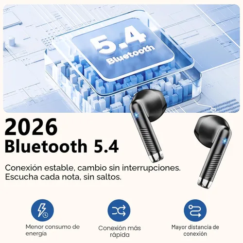 Vista 2 de Auriculares inalámbricos, auriculares Bluetooth V5.4 estéreo con graves con micrófonos ENC con cancelación de ruido, auriculares Bluetooth 56H