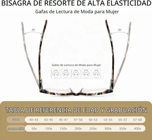 Vista 4 de Square Reading Glasses for Women - Blue Light Blocking Readers - Amber Mist Negro claro