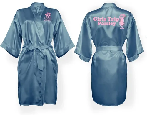 Vista 22 de Bata personalizada para mujer, tallas S-5XL, añade símbolos, texto y monogramas – Batas para bodas, viajes de niñas, cumpleaños y más