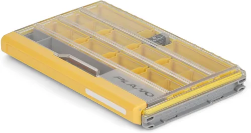 Vista 24 de Caja de Utilidad Premium Plano EDGE Flex Crankbait 3700, Gris y Amarillo con Tapa Transparente, Caja de Almacenamiento Impermeable para Pequeños