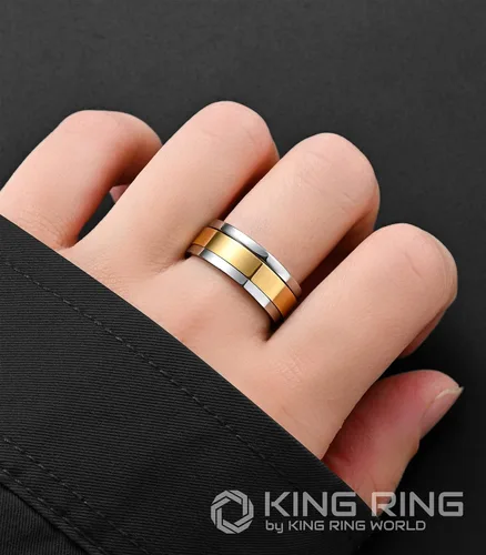 Vista 4 de King Ring Anillos giratorios ultra pulidos de 0.315 in Anillos de acero inoxidable planos brillantes de alta calidad para hombres y mujeres
