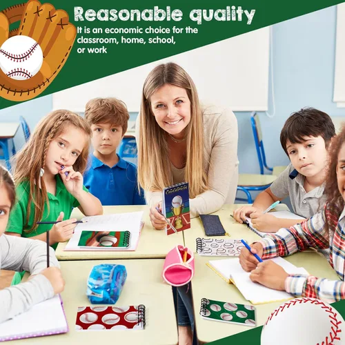 Vista 4 de Faccito 32 piezas de mini bloc de notas deportivos, baloncesto, béisbol, fútbol, suministros para fiestas, bolsas de regalo, bloc de notas