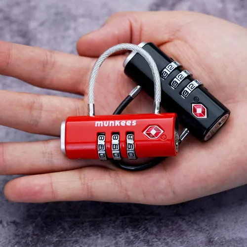 Vista 8 de munkees Cerradura de equipaje aprobada por la TSA, combinación de 3 dígitos, construcción de metal (rojo)