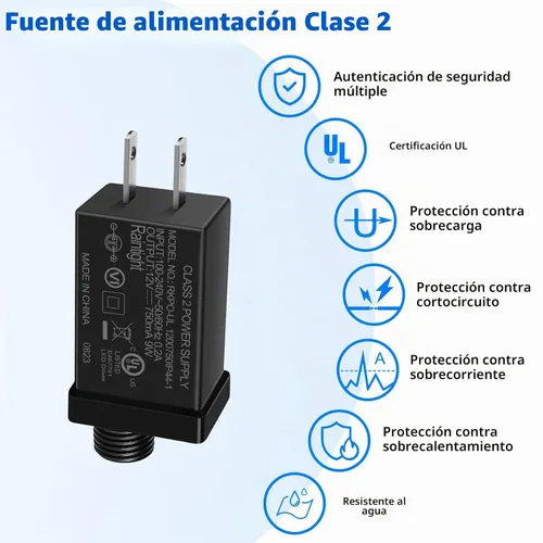 Vista 2 de Fuente de alimentación de clase 2 de 12 V, 9 W, 0.75 A, transformador de bajo voltaje de CA a CC, adaptador de corriente inflable IP44 para tiras