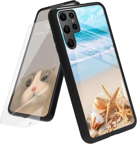 Vista 27 de Funda para Samsung Galaxy A12 5G con protector de pantalla, parte trasera de vidrio templado + TPU de silicona suave que absorbe los golpes