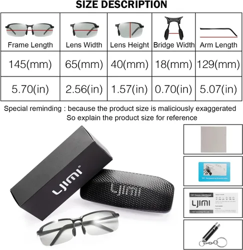 Vista 3 de YIMI Gafas de sol fotocrómicas polarizadas para hombres y mujeres deportes al aire libre conducción antirreflejos UV400 protección z87 gafas