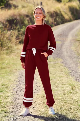 Vista 103 de Prettygarden - Conjunto de pijama de dos piezas para mujer, diseño de teñido anudado, sudadera informal de manga larga con pantalones largos, ropa