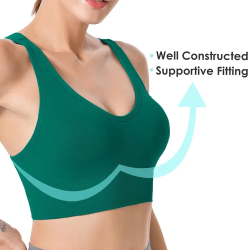 Vista 4 de Evercute - Brasier deportivo para mujer, con relleno, tirantes cruzados y sin costuras, brasier de soporte medio para alto impacto, ideal para yoga