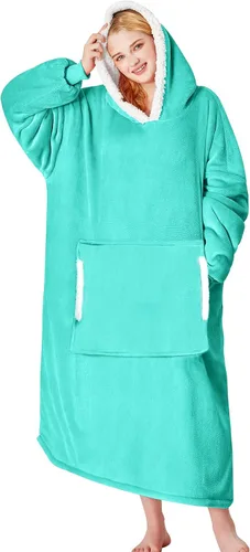Vista 22 de yescool - Cobija con capucha, sudadera de franela de forro polar sherpa para adultos, mujeres y hombres, talla única