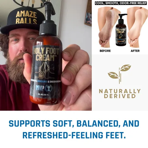 Vista 8 de Derm Dude Holy Foot Cream Crema hidratante diaria para pies con DeoPlex para frescura y arrurruz para una hidratación ligera Aroma de coco Rush